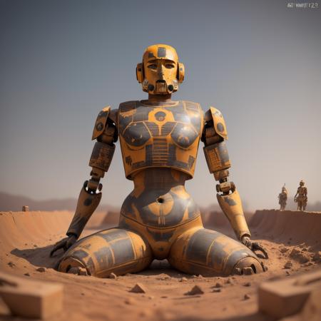 00816-2616585855-a (paintedpotterycd, dirty_1.2, broken_1.3) statue of a Armed Mech droids, humanoid robot, (very simple construction_1.3, simple.png